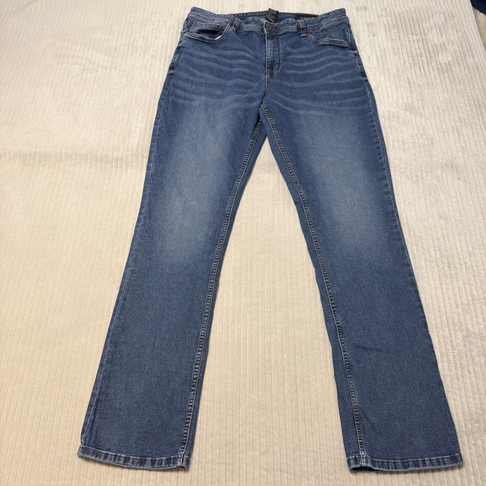 The Perfect Jean NYC Mens 40x36 Blue Bootcut Fit Denim Stretch Whiskered